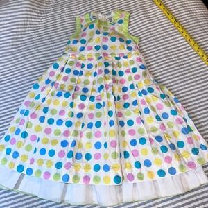 Parisian Kids Girls Size 6 Polka Dot Sleeveless Cotton Dress Multi-Color White